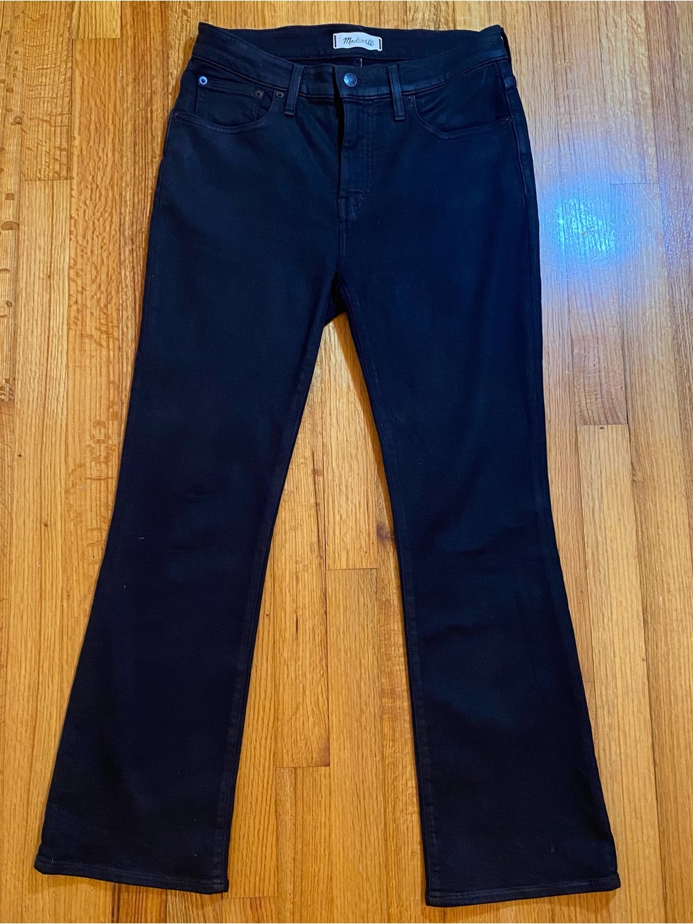 Madewell Mid-Rise Kick Out Crop Jeans in True Black Wash Coated Edition size 28 - Picture 4 of 16
